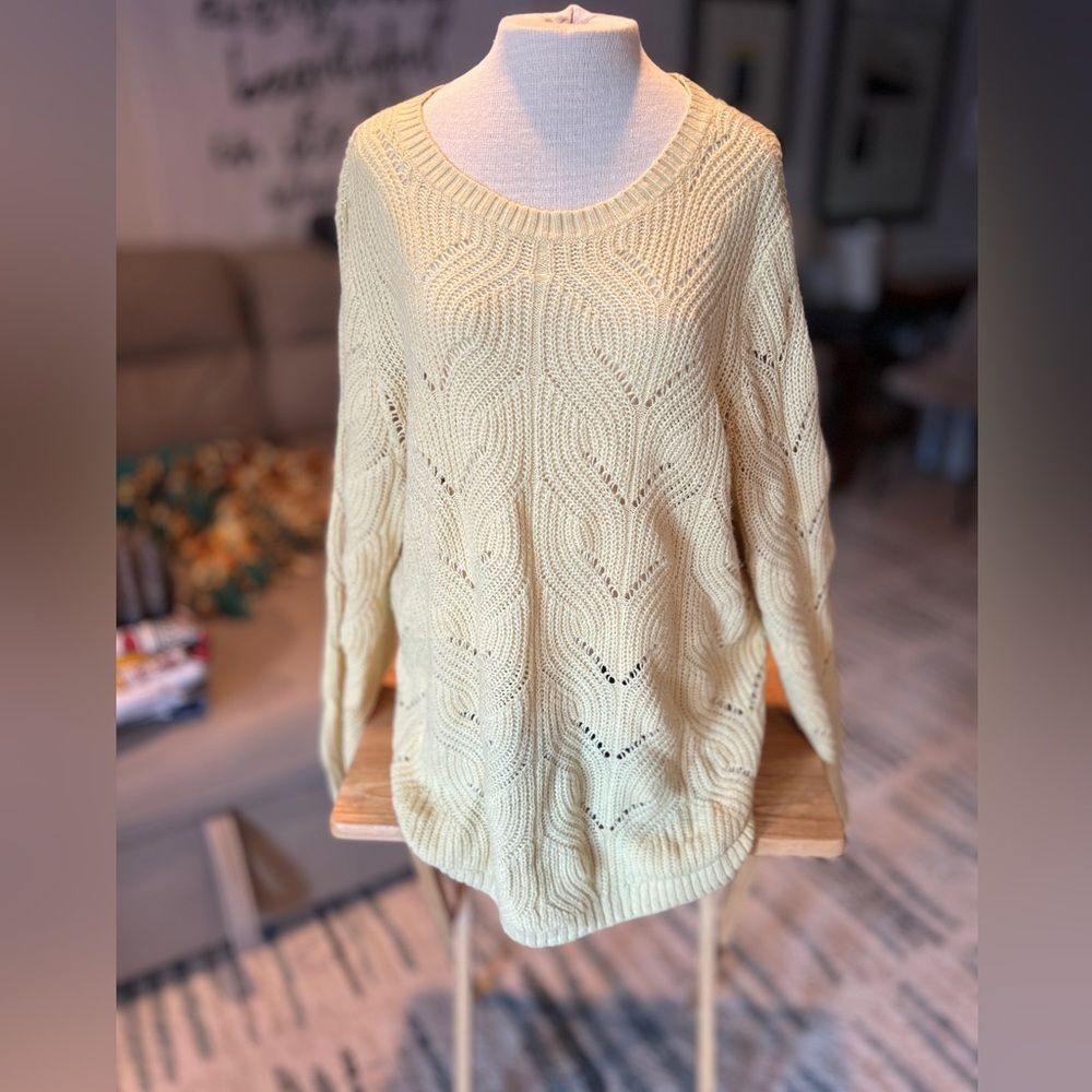Sonoma Women's Yellow Crew Neck Sweater Summery XL